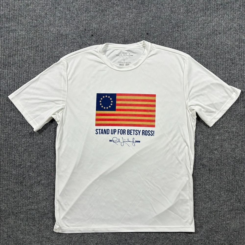 Rush Limbaugh Betsy Ross Flag Shirt Mens L Political Patriotic USA Graphic‎ Tee